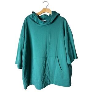 J. Jill Fit 1X Green 3/4 Sleeve Pullover Hoodie Sweatshirt